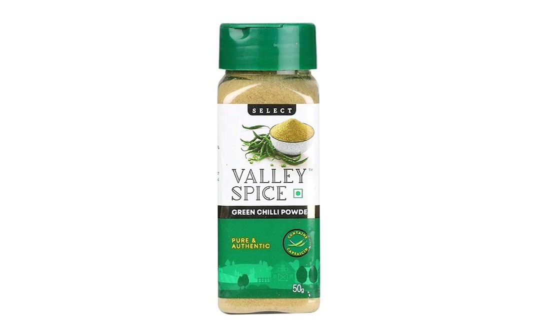 Valley Spice Green Chilli Powder    Plastic Bottle  50 grams